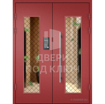 Металлическая дверь со стеклом и решеткой ДПК-13725